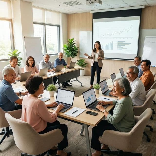 Suasana pelatihan di kelas dengan peserta yang sedang belajar